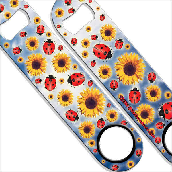 Speed Bottle Opener / Bar Key - Sunflowers & Lady Bugs