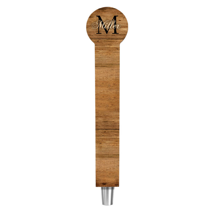 CUSTOMIZABLE Wooden Tap Handles - Monogram Design - Circle Top 12"