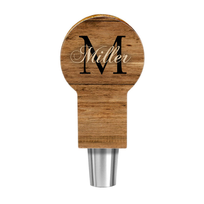 CUSTOMIZABLE Wooden Tap Handles - Monogram Design - Circle Top 4"