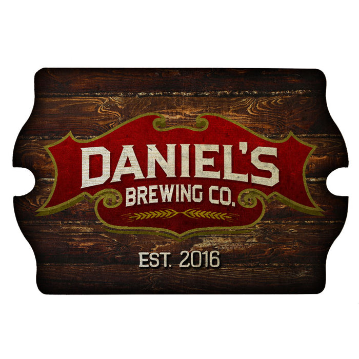 Custom Tavern Shaped Wood Bar Sign - Brewing Company