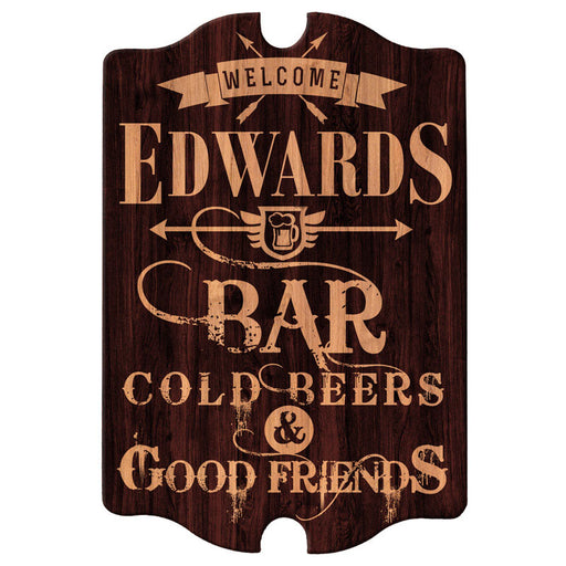 Custom Tavern Shaped Wood Bar Sign - Bar Welcome