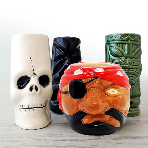 TIKI MUGS DRINKWARE PACKAGE 3 - SET OF 4