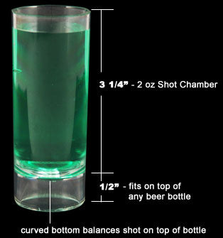 Beer Bottle Topper Shot Glass - 2 Ounce 