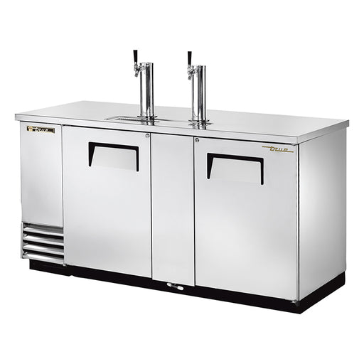 True® Dual Solid Swing Door Stainless Steel Direct Draw Beer Dispenser for 3 Barrels