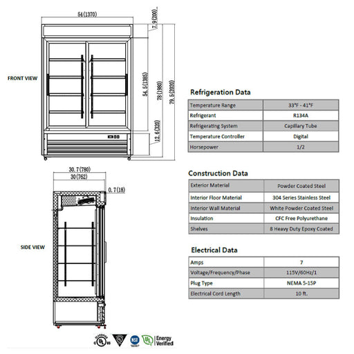 SLIDING GLASS DOOR MERCHANDISER REFRIGERATOR – 48 CU. FT.