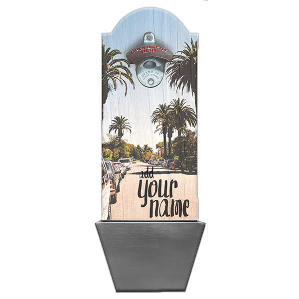 Cali Palms Custom Wooden Bottle Opener with Cap Catcher