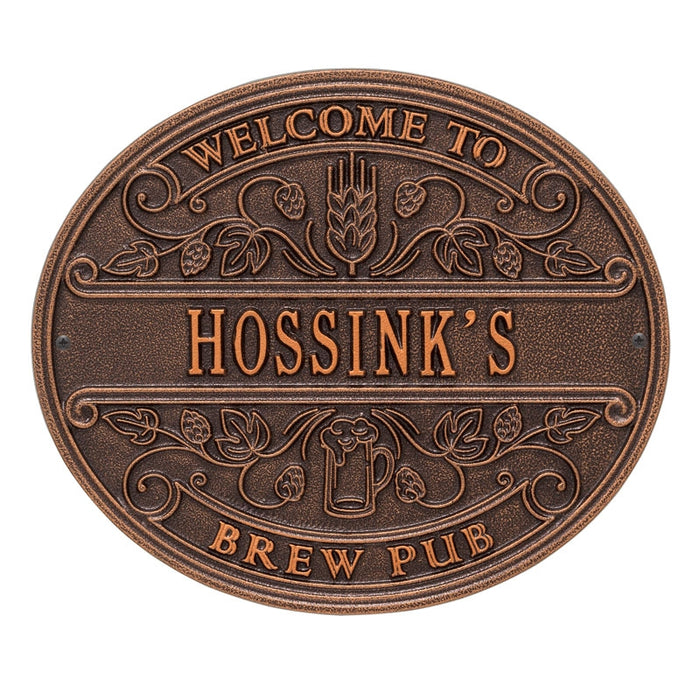 CUSTOMIZABLE Cast Aluminum Plaque - Welcome Brew Pub