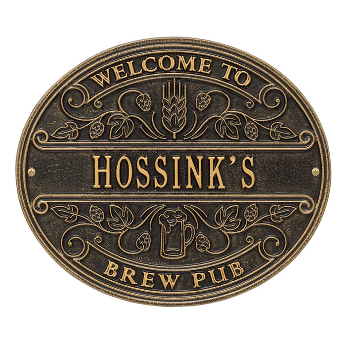 CUSTOMIZABLE Cast Aluminum Plaque - Welcome Brew Pub