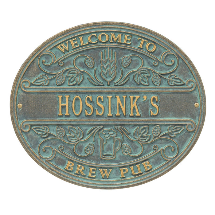 CUSTOMIZABLE Cast Aluminum Plaque - Welcome Brew Pub