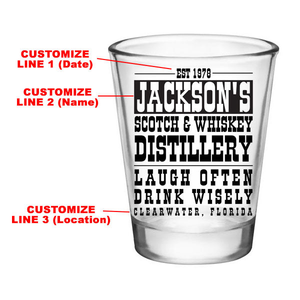 CUSTOMIZABLE - 1.75oz Clear Shot Glass - Scotch & Whiskey