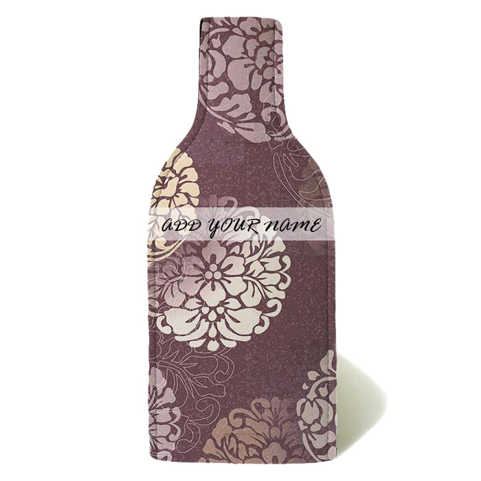 ADD YOUR NAME - Wine Bottle Cooler with Strap - Elegant Floral