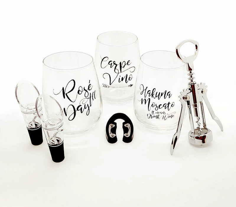 Stemless Wine Glass Gift Set for Her