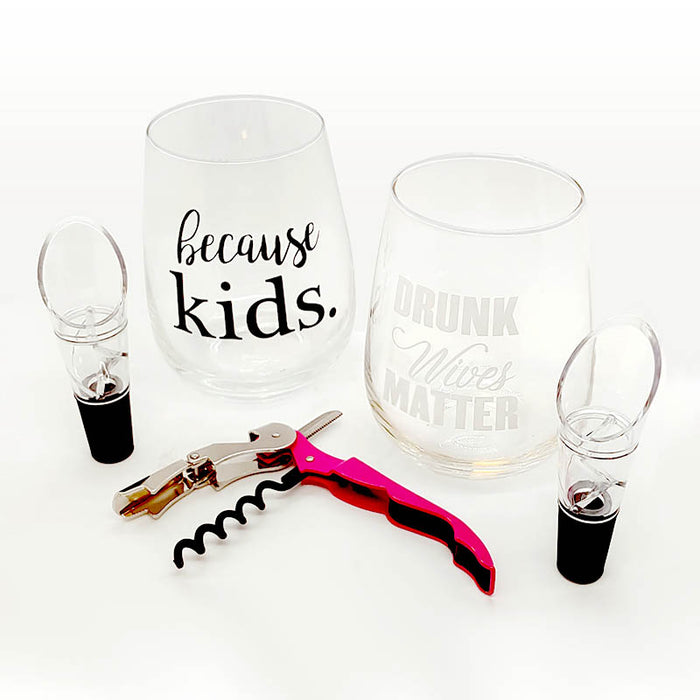 Stemless Wine Glass Gift Set for Mom