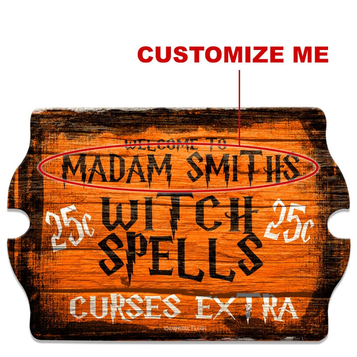 CUSTOMIZABLE Tavern Shaped Halloween Wood Sign - Witch Spells