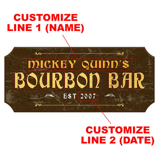 CUSTOMIZABLE Wood Plaque Sign - BOURBON BAR - Color Options