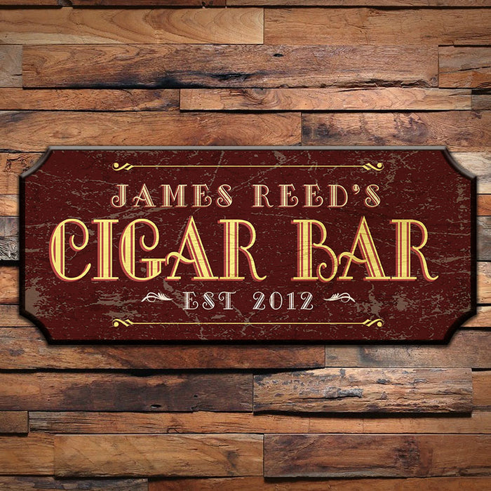  CUSTOMIZABLE Wood Plaque Sign - CIGAR BAR - Color Options