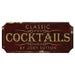 CUSTOMIZABLE Wood Plaque Sign - CLASSIC COCKTAILS - Color Options