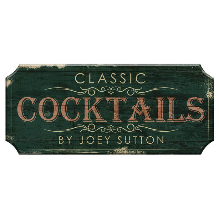 CUSTOMIZABLE Wood Plaque Sign - CLASSIC COCKTAILS - Color Options