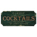 CUSTOMIZABLE Wood Plaque Sign - CLASSIC COCKTAILS - Color Options