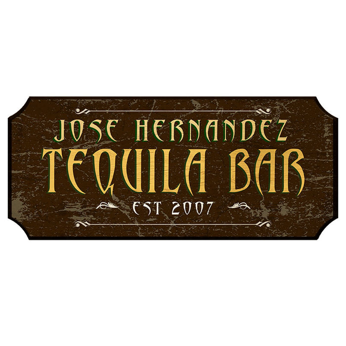 CUSTOMIZABLE Wood Plaque Sign - TEQUILA BAR - Color Options