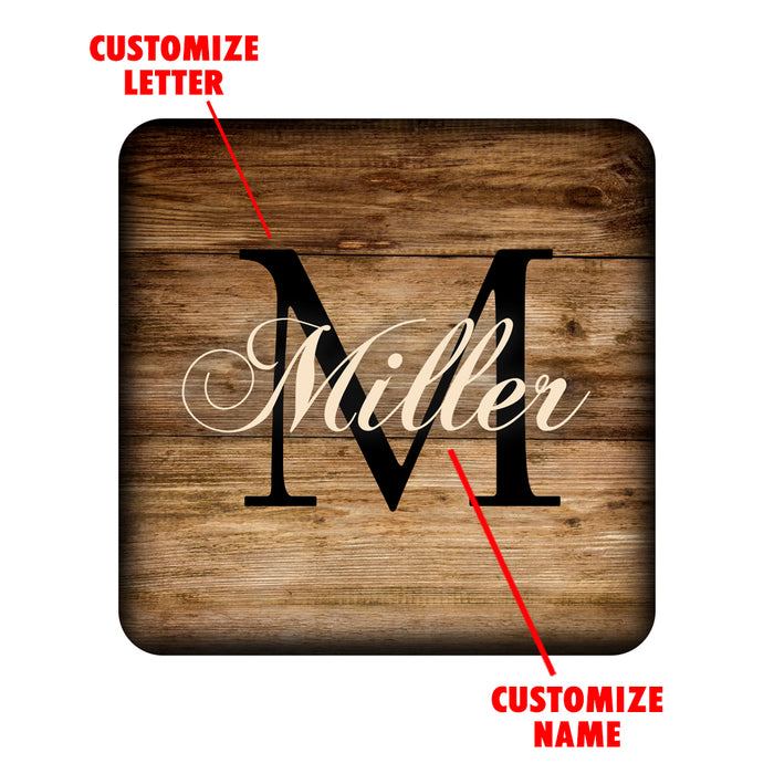 WOODEN SQUARE COASTERS - CUSTOMIZABLE - MONOGRAM - SET OF 4