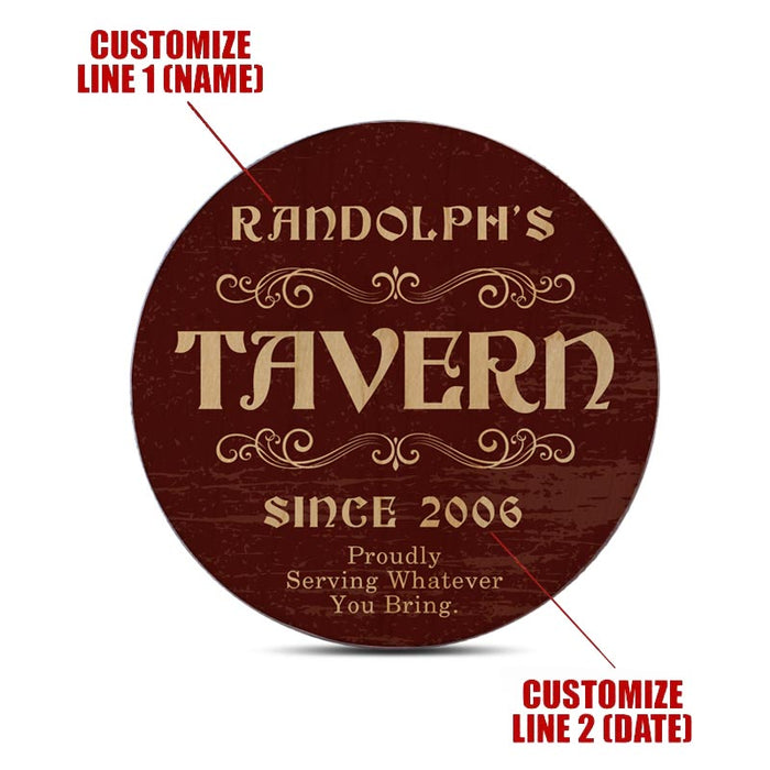 Wooden Round Coasters - Customizable - Tavern Theme - Set of 4