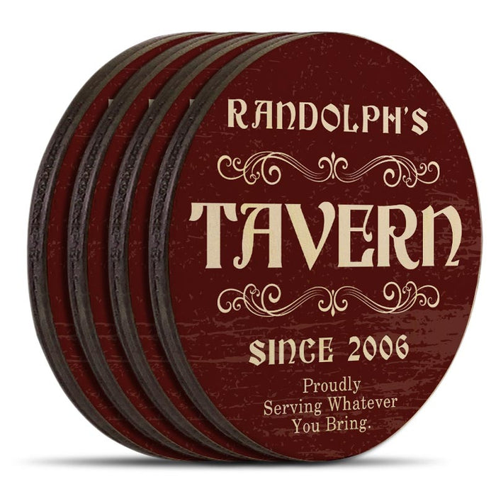 Wooden Round Coasters - Customizable - Tavern Theme - Set of 4