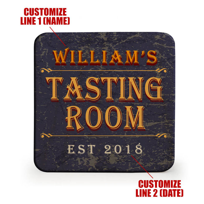 Wooden Square Coasters - Customizable - Tasting Room - Set of 4