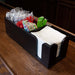 Wood Napkin Holder Caddy - Stocked 3/4 Napkins Straws Stirrers Cutlery