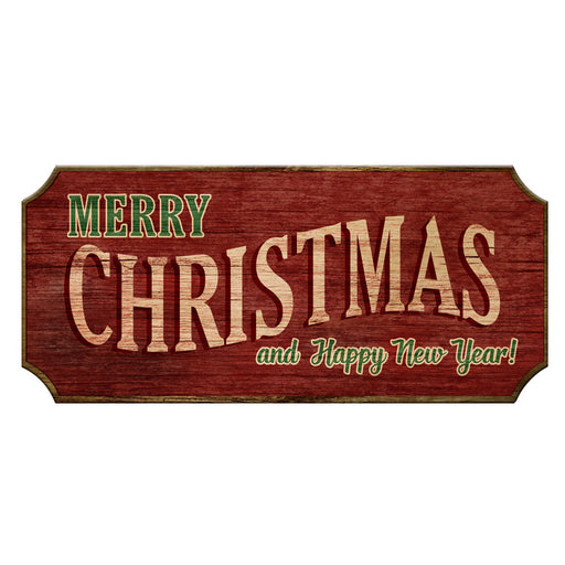 Wood Christmas Sign - Red Vintage Merry Christmas