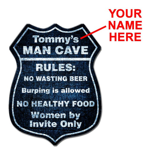 CUSTOMIZABLE Wood Shield Plaque - Man Cave - MULTIPLE COLORS - Two Sizes