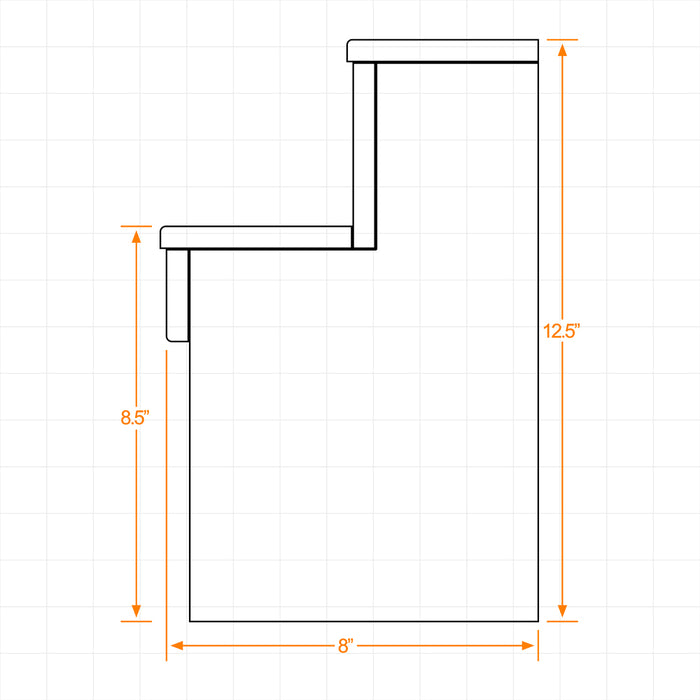 Wood Under Storage Liquor Shelves - 2 Tier - Dimensions