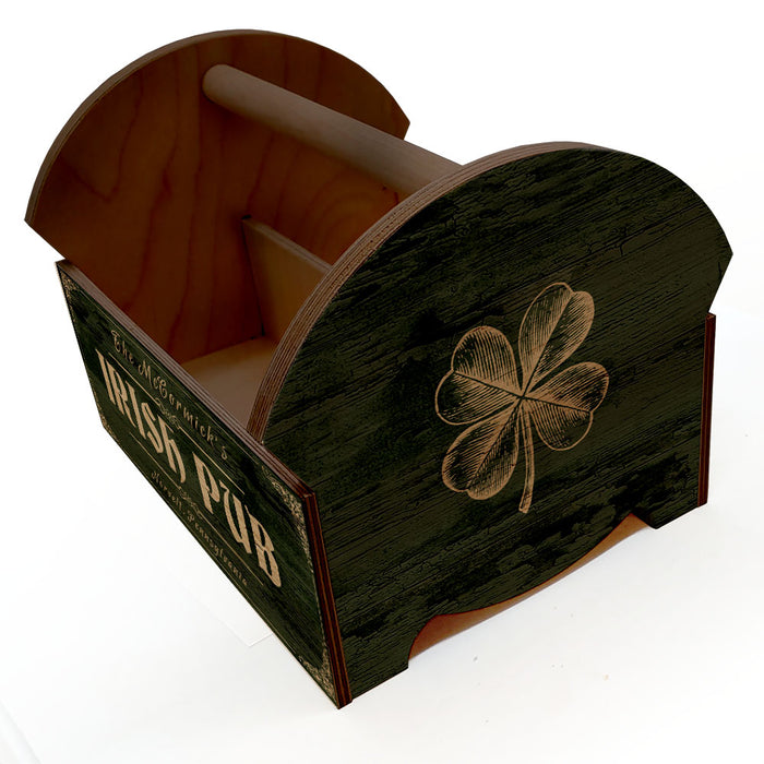 Wooden Condiment Caddy w/ Handle - Customizable Irish Pub Design