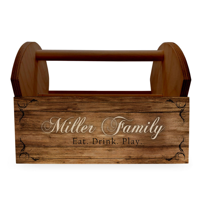 Wooden Condiment Caddy w/ Handle - Customizable Monogram Design