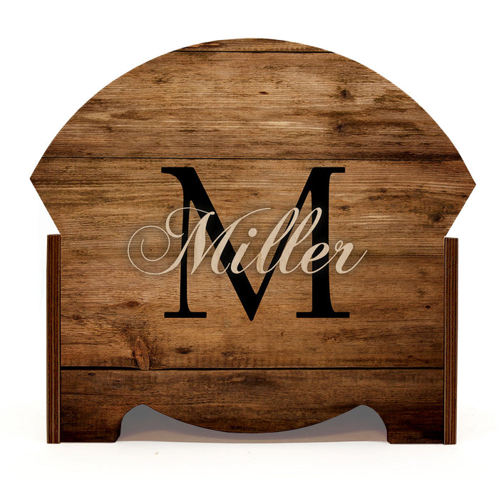 Wooden Condiment Caddy w/ Handle - Customizable Monogram Design