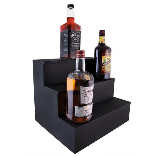 Wooden Liquor Bottle Shelves - Handcrafted in the USA - BLACK - 3 Tier - Size Variants